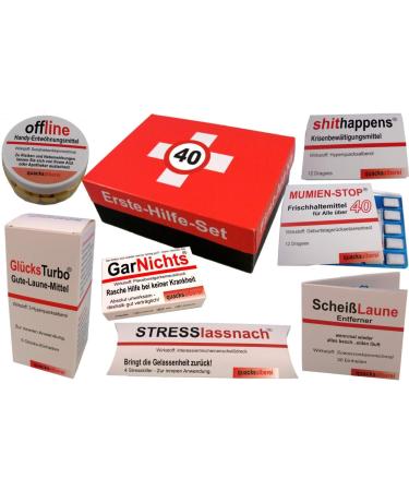 quacksalberei first aid kit funny first aid kit for the 40th birthday (8 pieces)