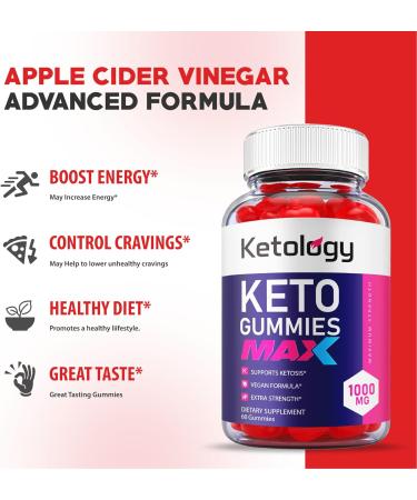 [3 Pack] Ketology Keto Gummies - Max Strength Vegan ACV Apple Cider Vinegar Vitamin B12 - Advanced Weight Loss Formula with Shark Tank Endorsement (180 Gummies) - Buy Online on GoSupps.com