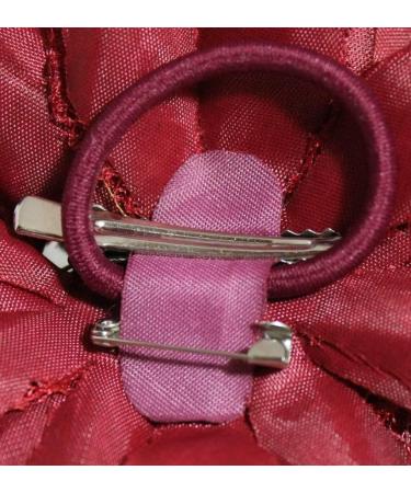 Burgundy Flower Feather Bead Corsage Hair Clip Fascinator - Hairband and Pin - Buy Online on GoSupps.com