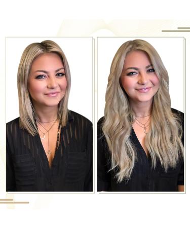 Runature Clip In Extensions Real Hair 50cm - Dark Blonde & Platinum Blonde #19AP60 - 120g 7PCS Hair Extensions - Buy Online on GoSupps.com