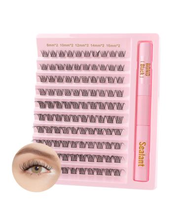 Poiuyoiu Cluster Lashes Kit D Curl Individual Lashes 100Pcs Mixed 8-16mm False Eyelashes with Bond and Seal Lash Glue Wispy Eyelashes Extensions Natural Look Fake Eyelashes Reusable for Beginners W54-G - Buy Online on GoSupps.com