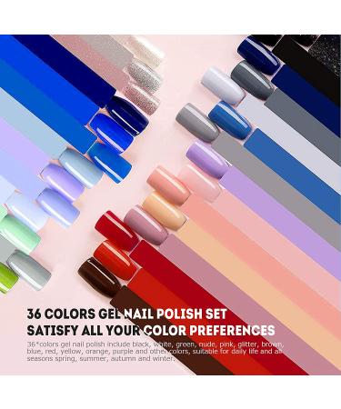 36 Colors Gel Nail Polish Set - UV Led Gel Nail Design Kit for Beginners - Cream Gel Nail Polish Kit with Brush Strip - Esmaltes Para U as En Gel - Nail Art Kit (8ML*36+3) - Buy Online on GoSupps.com