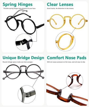 Eyekepper 4-Pack Oversized Round Vintage Reading Glasses +2.50 for Men & Women - Stylish Spring Hinge Reading Aid - Buy Online on GoSupps.com