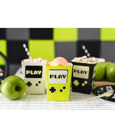 Popcorn Bags Gaming 7 x 7 x 12 cm Set of 6 - Candy Bar/Salty Bar Bags for Sweets and Party Snacks - Children's Birthday Theme Party - Black White Yellow - Buy Online on GoSupps.com