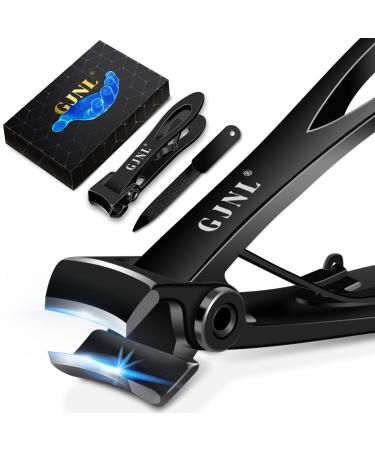 Ultra Wide Jaw Opening Nail Clippers - 16mm Nail Clippers for Men Thick Nails Sharp Extra Toenail Clippers for Seniors Nails Cutter with Long Handle Large Heavy Duty Clippers Gifts for Men Women Black