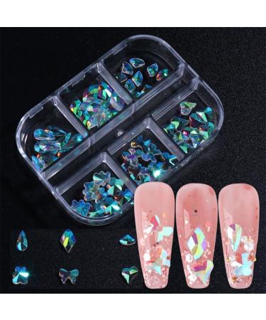 6 Grids Manicure Jewelry Accessories Winter Diamond 3D Nails Rhinestones Aurora Crystal Snowflakes Resin(B) - Buy Online on GoSupps.com