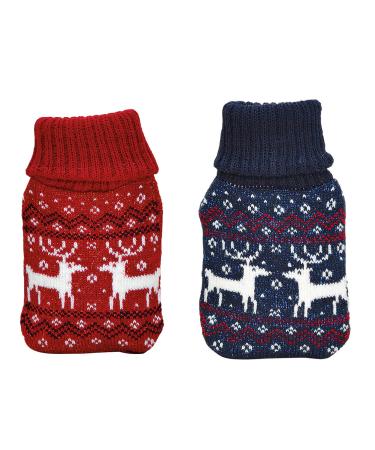 Elk hand warmer with knitted cover set of 2 red/blue - reusable hand warmer secret Santa gift