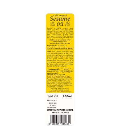 Isvaari 100% Pure Cold Pressed Sesame Oil 8 Oz - Ideal for Cooking - Buy Online on GoSupps.com