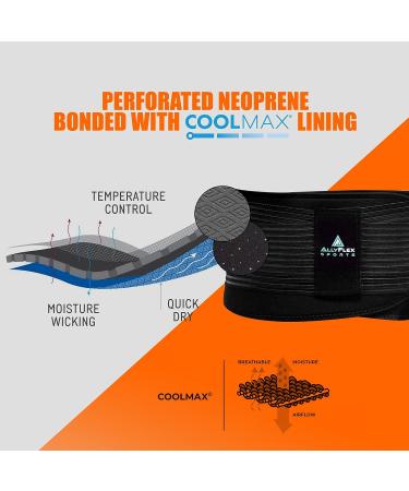 AllyFlex Sports Back Brace Lumbar Support Belt - Cooling Technology Orthopedic 3D Lumbar Pads - Lower Back Pain Relief - Medium - Buy Online on GoSupps.com