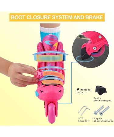 OLYMROLLA Adjustable Inline Skates for Boys Girls Youth - Pink, Medium Unisex Size US 2-4.5 EU 33-36 | Outdoor Roller Blades with PU Wheels and ABEC-7 Bearings - Buy Online on GoSupps.com