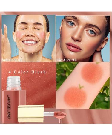 Aaiffey Liquid Blush Set - 4 Mini Natural Cheek Colors for Dewy & Long-Wearing Makeup | Korean Cosmetic Blush - Buy Online on GoSupps.com