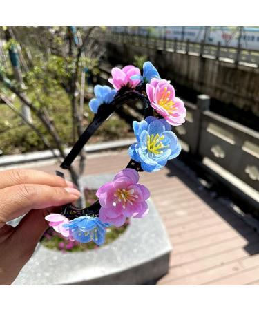 amangul Realistic Flower Shape Headband Spring Camping Photography Hair Hoop Temperament Wedding Party Headwear for Bride(Large Pink And Purpl) - Buy Online on GoSupps.com