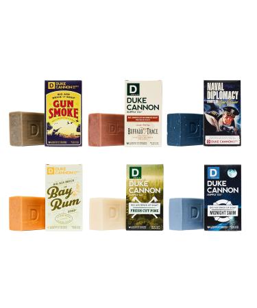 Duke Cannon Bar Soap for Men Variety Pack - 6 Big American Bourbon, Bay Rum, Midnight Swim, Naval Diplomacy, Gun Smoke & Fresh Cut Pine Soaps - Buy Online on GoSupps.com