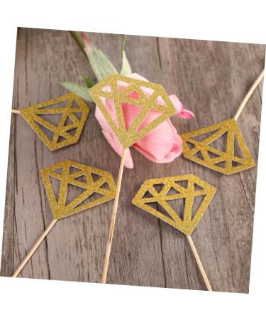 AOKWAWALIY 50pcs Wedding Decoration Diamond Shaped Cupcake Picks Cupcake Diamond Topper Cake Topper Diamond Glitter Diamond Wedding Ceremony Decorations Fruit Happy Birthday Bride Golden medium - Buy Online on GoSupps.com