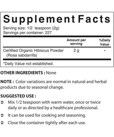 Organic Hibiscus Flower Powder 16oz (454g) - Nova Nutritions - Buy Online on GoSupps.com