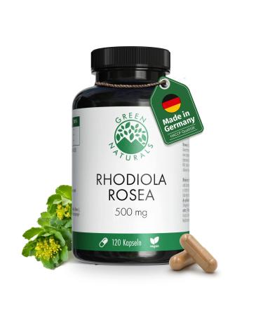 Rhodiola Rosea (120 capsules of 500 mg) - German production - 100% vegan and without additives - stock for 4 months