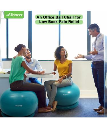 Trideer 65cm Yoga Ball Chair for Home Office Desk - Stability & Balance Seat for Back Pain Relief, Abs Workout - Turquoise - Buy Online on GoSupps.com