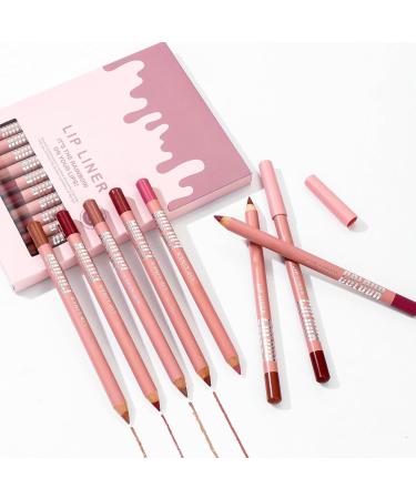 Lip Pencil Set 12 Colours Natural Matte Creamy Long Hold Makeup Supplies Soft and Melting Lip Liner for Home Travel Day Party Wedding Winter Autumn Spring Office Eco - Buy Online on GoSupps.com