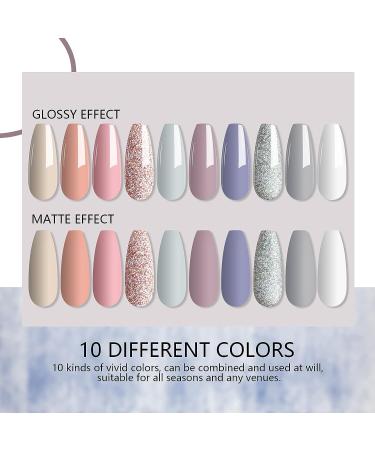 Saviland 19Pcs Dip Powder Nail Kit Starter | 10 Glitter White Pink Clear Colors | Nail Art Set with Base, Activator, Top Coat, Brush Saver, and Liquid Set - Buy Online on GoSupps.com