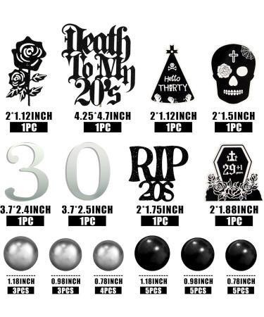 DRWATE 33 PCS Death to My 20s Cake Topper RIP 20s Cake Decorations for Funeral Happy Youth 30th Birthday Gothic Theme Party Supplies (01) - Buy Online on GoSupps.com