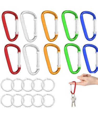 3 "Aluminum carabiner hooks small D -ring carabiner hook clips with spring snappy hooks for key rings clip key riper with snap lockable -10 pieces