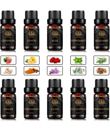 Aromatherapy Ginger Essential Oil Set for Diffuser 100% Pure Cinnamon Essential Oil Kit for Humidifier 10x10ml Therapeutic Grade Essential Oils Set - Clove Eucalyptus Frankincense Peppermint Oil - Buy Online on GoSupps.com