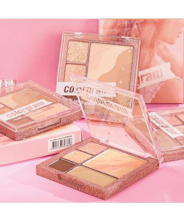 COLORGRAM Multi Cube Palette - 5 Colors Eye Shadow - Matte & Glitter Shades - K-Drama Makeup - Daily Natural Girlish Eye Makeup - #02 Romantic Cube - Buy Online on GoSupps.com