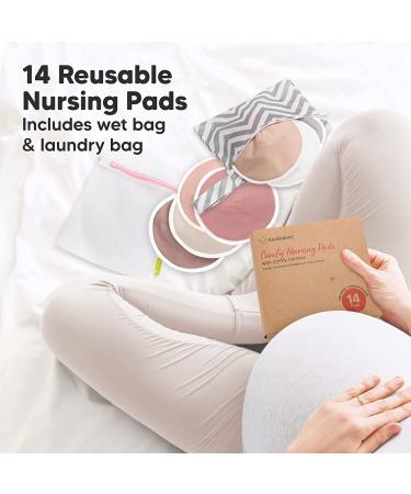 Organic Bamboo Nursing Breast Pads - 14 Washable Pads + Wash Bag - Breastfeeding Nipple Pad for Maternity - Reusable Nipplecovers for Breast Feeding (Lovelle  Large 4.8") Lovelle Large 4.8" - Buy Online on GoSupps.com