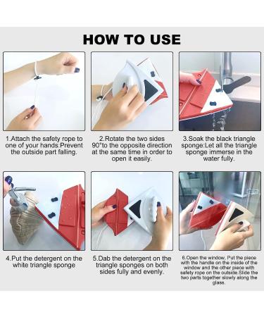 Double-Sided Magnetic Window Cleaner for Double Layer Windows - Enhanced Powerful Magnets, Anti-Drop, Scratch-Free, Water Storage - Red 15-24mm - Buy Online on GoSupps.com