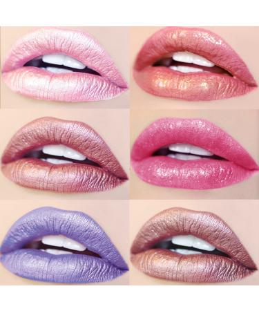 MAEPEOR Metallic Liquid Lipstick Long Wear Non-Stick Cup Mermaid Lip Gloss | 6 Color Diamond Pearl Collection - Buy Online on GoSupps.com