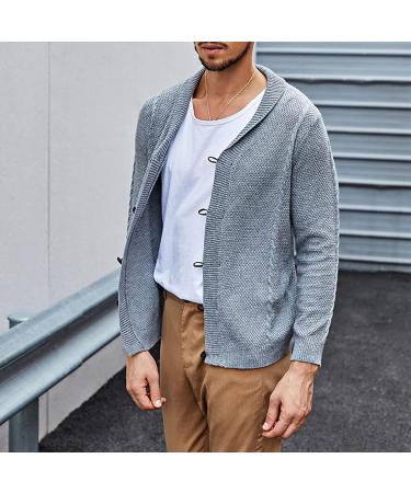 Men's Knit Single-Breasted Solid Color Cardigan - 3XL Grey Banana Cardigan - Buy Online on GoSupps.com