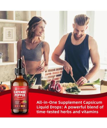 SUWENY Cayenne Pepper Extract Liquid Drops - 60ml Rapid Absorption Formula | Supports Digestion Blood Flow & Circulation | Natural Non-GMO Vegan-Friendly (1) - Buy Online on GoSupps.com