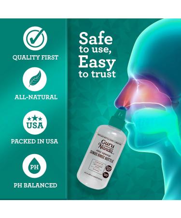 GuruNanda Sinus Rinse Bottle - Comfort Tip for Natural Nasal Irrigator Relief for Adults & Kids - 240ml Capacity 1 Count Sinus Rinse Bottle - Buy Online on GoSupps.com