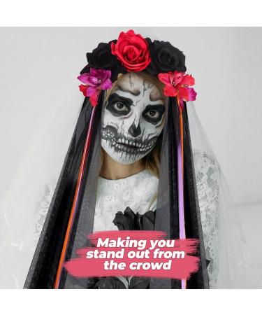 Beaupretty Halloween Rose Headband Flower Veil Headband Skull Hair Band Day of The Dead Headpiece Mexican Flower Headband Multi - Buy Online on GoSupps.com