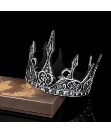 Abaodam Antique Silver King Medieva Crown for Men Antique Silver Royal Tiara Crown Birthday Crown Queen Crown PU foam - Buy Online on GoSupps.com