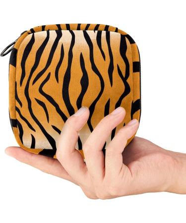 Sanitary Napkin Storage Bag Zipper Menstrual Cup Pouch Animal Pattern Tiger Stripes Multicoloured - Ideal for Girls, Women, Ladies | Feminine Menstruation Period Pads Holder - Buy Online on GoSupps.com