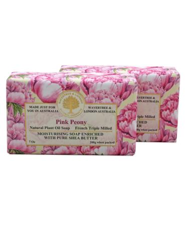 Wavertree & London Pink Peony (2 Bars)  7oz Moisturizing Natural Soap Bar  French -Milled and enriched with Shea Butter