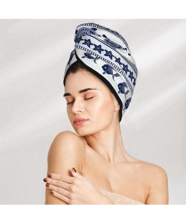 Sea Underwater Turtles Microfiber Hair Towel | Super Absorbent Coral Velvet Wrap for Women - Ideal for Long Curly & Thick Hair - Buy Online on GoSupps.com