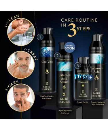 Mens Eye Cream 30ml Powerful Organic Under Eye Cream Anti Aging Wrinkles Dark Circles - Mens Face Cream with Hyaluronic Acid Vitamin E Aloe Vera and Taurine - Eye Care Products by Satin Naturel - Buy Online on GoSupps.com