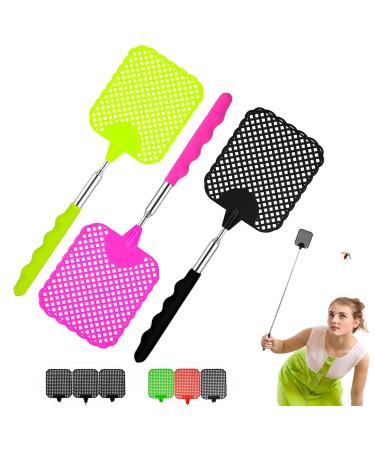 Fly swatter stable 3 pieces fly swatter extendable fly swatter telescopic fly swatter for flies mosquitoes and insects green