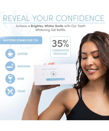  Bloom Teeth Whitening 3X Gel Syringes - 35% Carbamide Peroxide for Whiter Teeth in 10 Minutes | No Sensitivity Formula with Coconut Oil & Hydroxyapatite - 3 Refill Syringes  - Buy Online on GoSupps.com