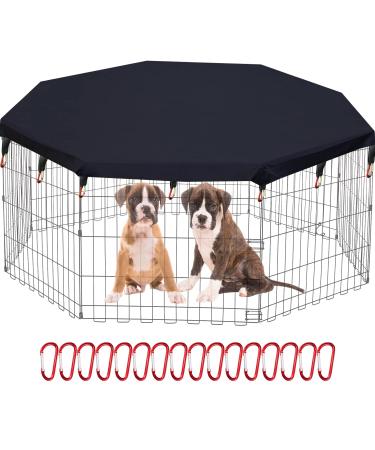 LAOZZ Dog Playpen Cover Sun/Rain Proof Top Cover,Provide Shade and Security for Indoor and Outdoor Dog Pen,Dog Pen Cover Fits All 24 36 Inch 4 8 Panels Pet Playpen (Playpen Not Included!!!) 24 inch 8 panel black