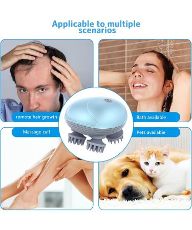Brifit Electric Scalp Massager - USB Charging Head Massage Device with 4 Kneading Heads 3 Modes IPX6 Waterproof for Dogs & Body Relaxation - Portable Blue - Buy Online on GoSupps.com