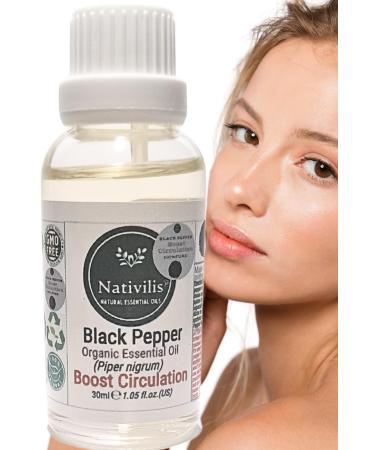 Nativilis Black Pepper Organic Essential Oil 30 ml (Piper nigrum) - Ease Aching Muscles Boost The Immune System Improves Circulation - Copaiba Properties