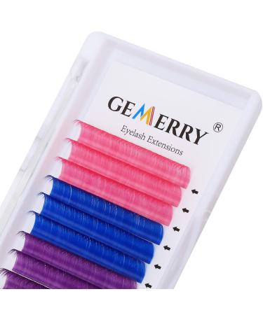 Colored Lash Extensions 0.07mm D Curl 20mm Long Individual Eyelash Extensions Pink Blue Purple Brown 4-Color Lashes Classic Eyelashes by GEMERRY (0.07-D, 20mm) 20mm pink+blue+purple+brown