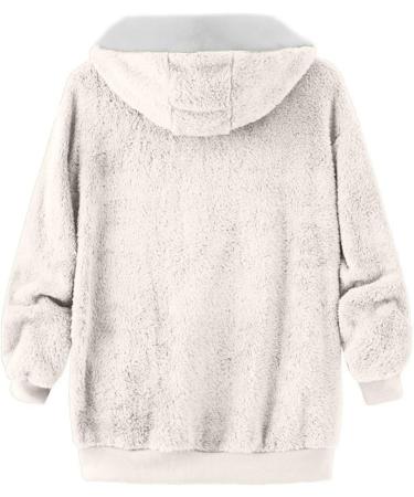 Shop Hanxiulin Oversized Plush Hoodie Coat for Women | Winter Jacket with Hood | 3XL Beige Casual Jacket - Buy Online on GoSupps.com