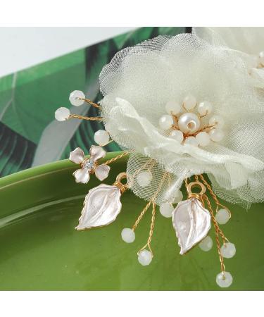 SOBEIT Bridal Hair Clips 2PCS Pearl White Flower Mesh Clips - Vintage Wedding Hair Comb Pins - Gold Bridal Hair Accessories for Women & Bridesmaids - Buy Online on GoSupps.com