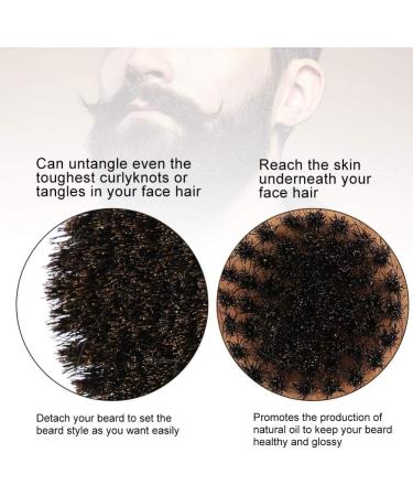 Boar Bristles Beard BrushSmall and Round Wood Beard Brush -Light Weight Black Walnut Wood Beard Brush for Men(1#) - Buy Online on GoSupps.com