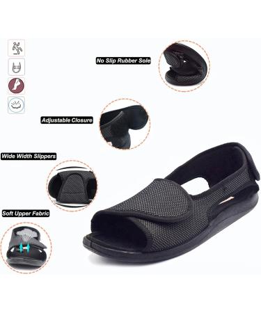 GWQDJ Open Toe Sandals for Diabetic Relief - Adjustable Wide Walking Shoes for Plantar Fasciitis & Arthritis - Black Men 12/Women 13 - Buy Online on GoSupps.com