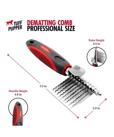 Tuff Pupper Detangling Comb | Dematting Tool for Dogs & Cats | Safely Remove Knots and Mats | Ergonomic Handle for Precision Control - Buy Online on GoSupps.com